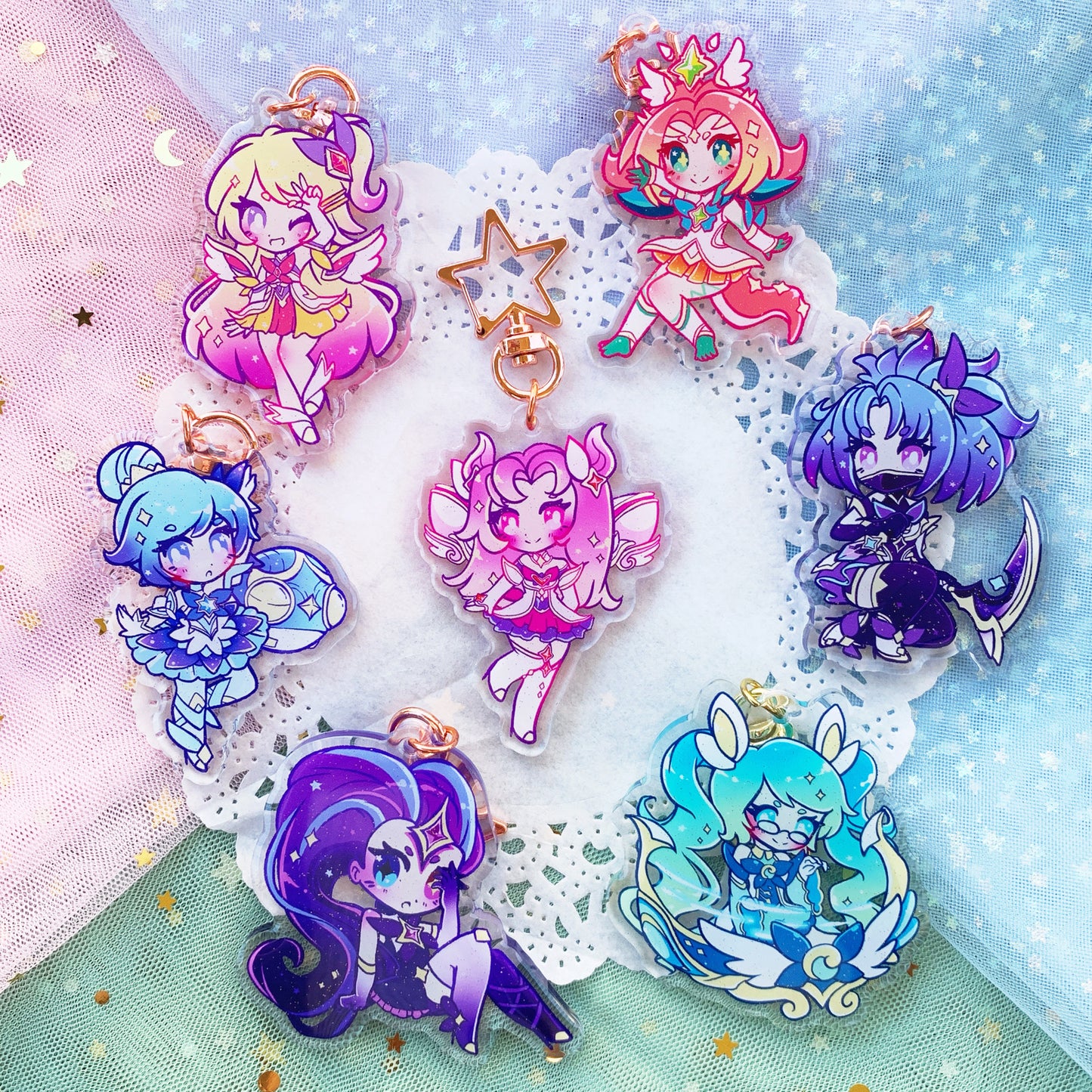Star Guardian 2.5" Glitter Keychains (Set 3)