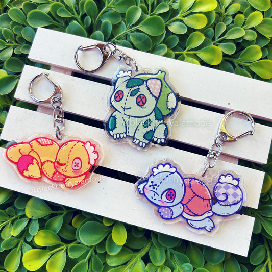 Pokémon: Kanto Starter Glitter Keychains