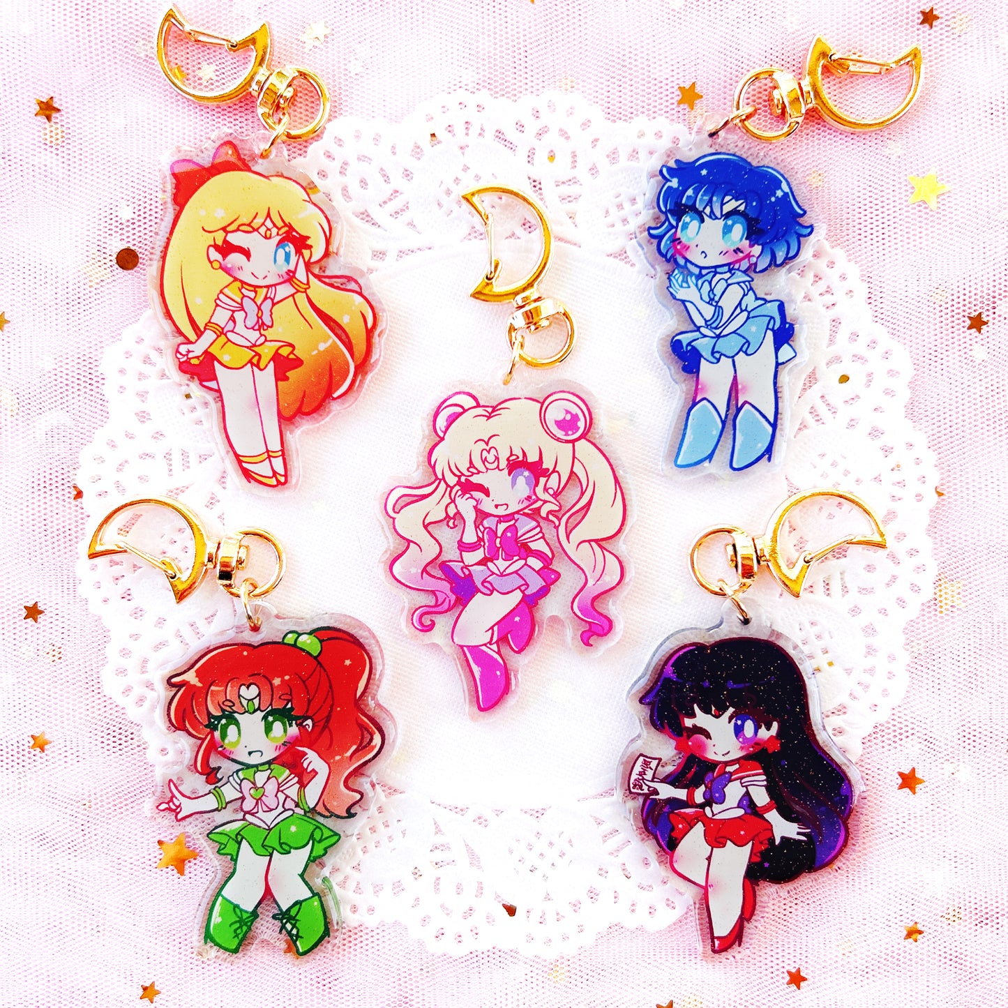 Sailor Moon 2.5" Glitter Charms: Inner Scouts