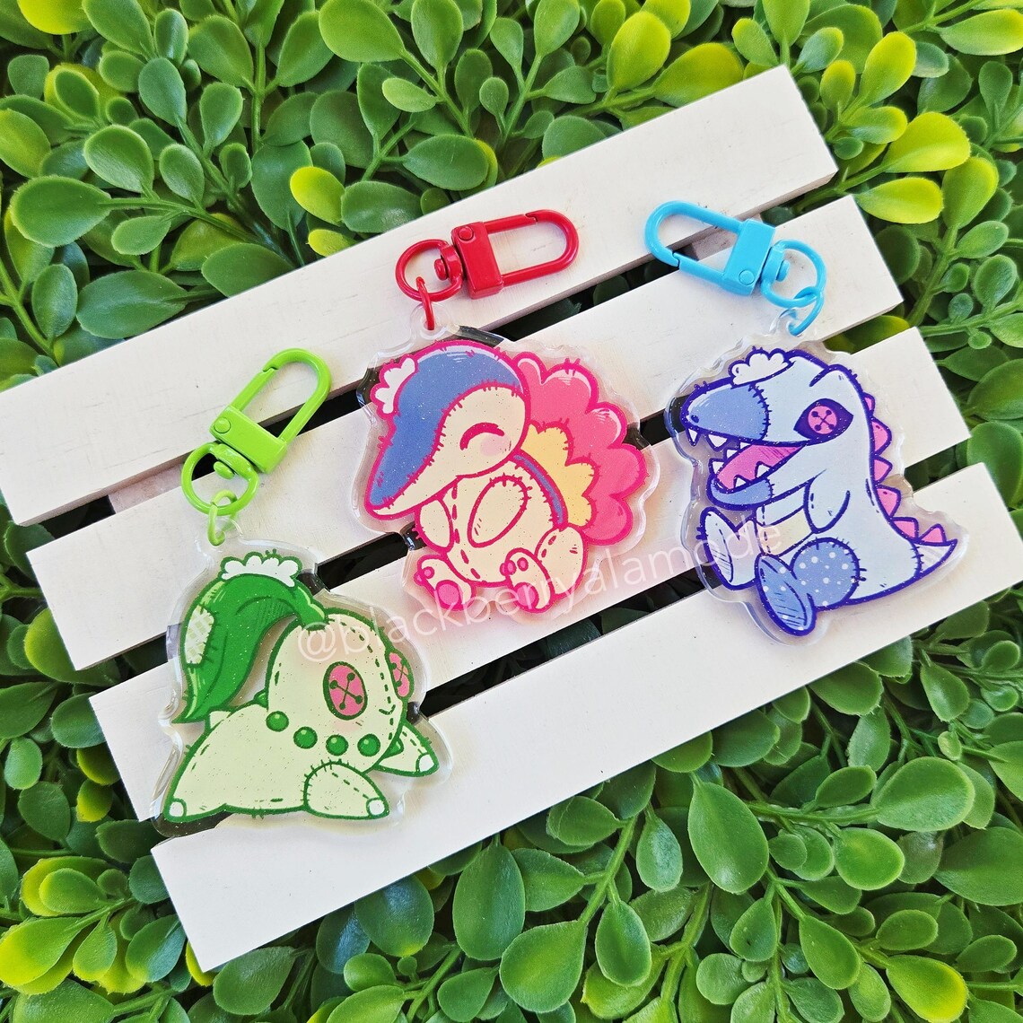 Johto Starter Glitter Keychains