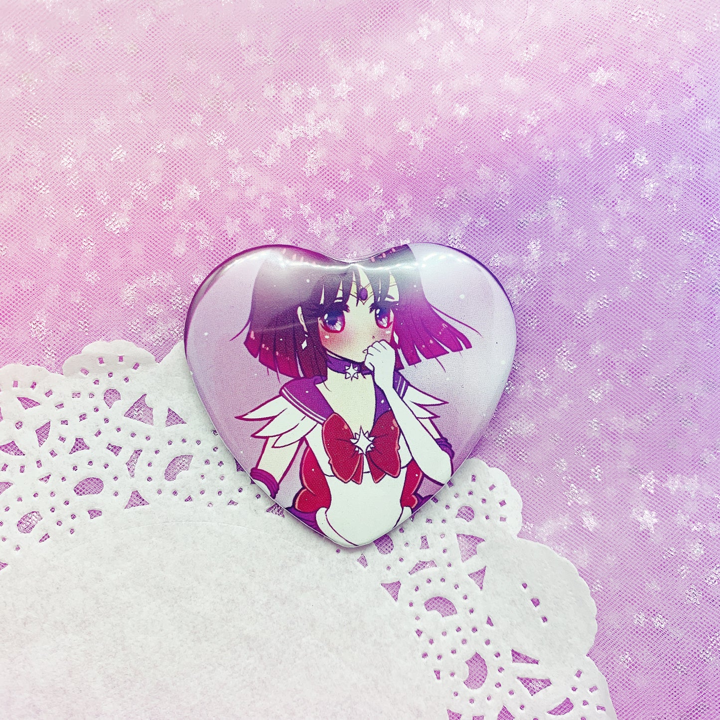 Sailor Saturn Heart Button