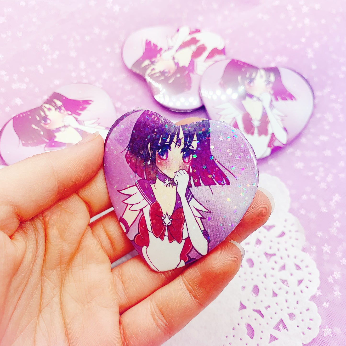 Sailor Saturn Heart Button